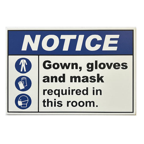 WALL SIGNAGE -NOTICE - GOWNS MASK