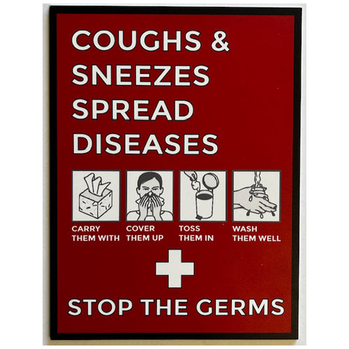 WALL SIGNAGE -COUGH SNEEZE GERMS – Heritage Props LA