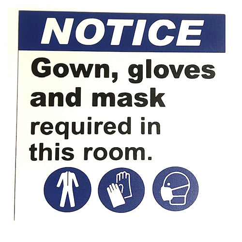 WALL SIGNAGE -NOTICE GOWNS GLOVES MASK