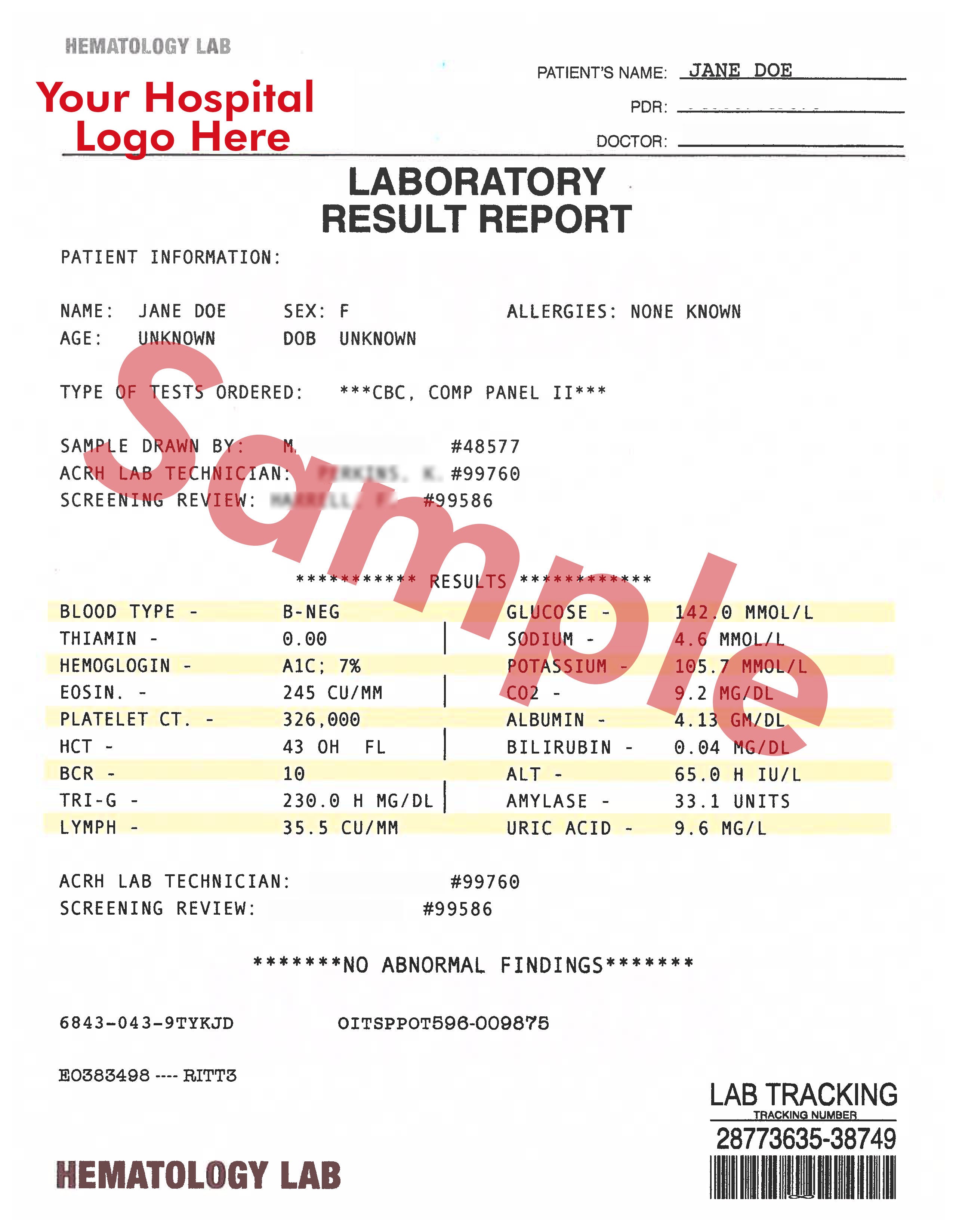 Laboratory Result Report (4 pages) – Heritage Props LA