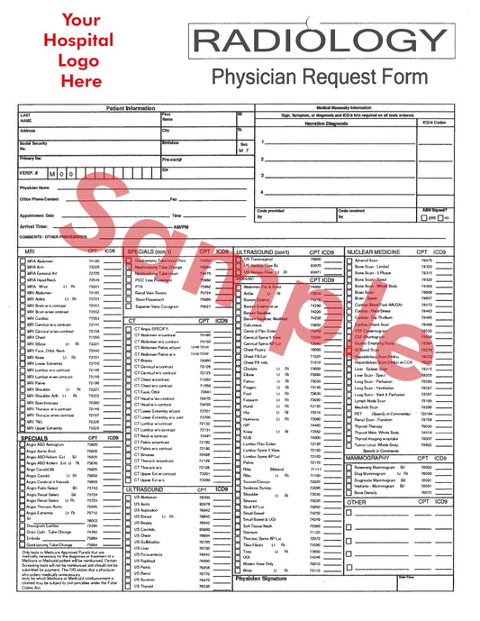 Radiology Request Form (2 pages)