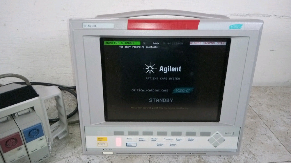 Agilent tech M1204A V26C Patient Monitor with Module Rack and Modules, Period 1990s