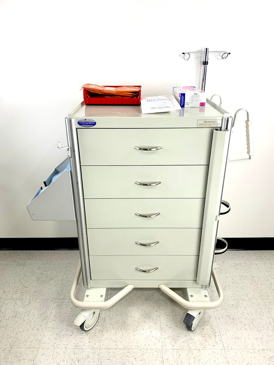 CRASH CART, A-ARMSTRONG WITH WHITE DRAWERS