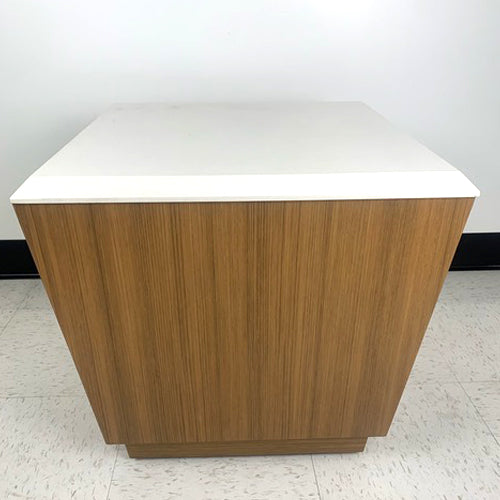 MODENA END TABLE, TEAK FINISH, MARBLE TOP