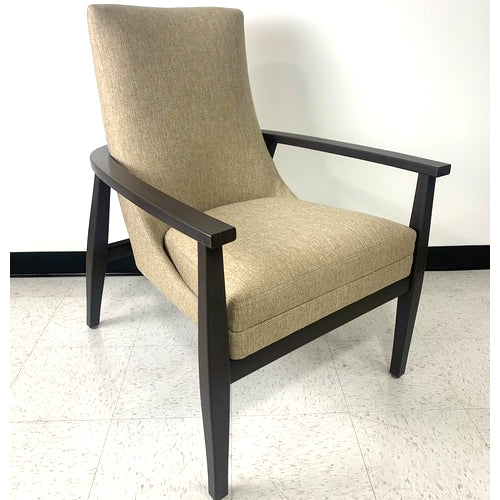 PRIZZI LOUNGE CHAIR, ESPRESSO FINISH/ TWEED