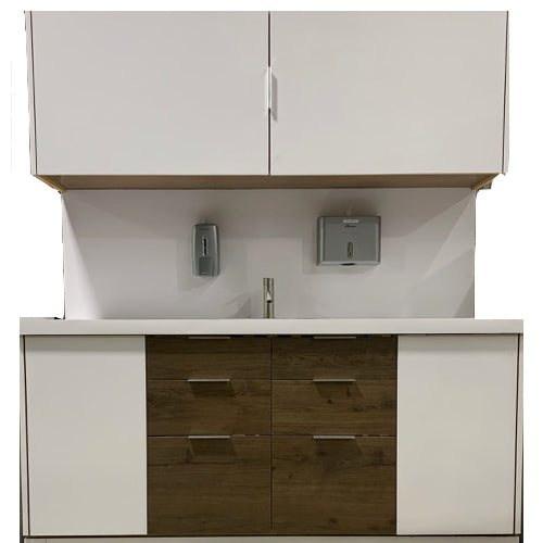 EXAM CABINET, 6’ W/ SINK, SOAP AND TOWEL DISPENSER