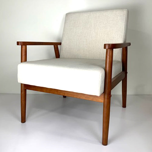 GUEST CHAIR, OFF-WHITE FABRIC/ WALNUT