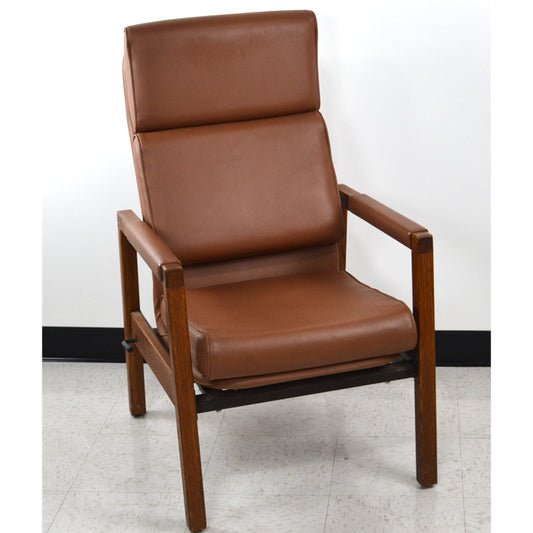 HOSPITAL HIGH BACK CHAIR, WALNUT, PERIOD 1980s